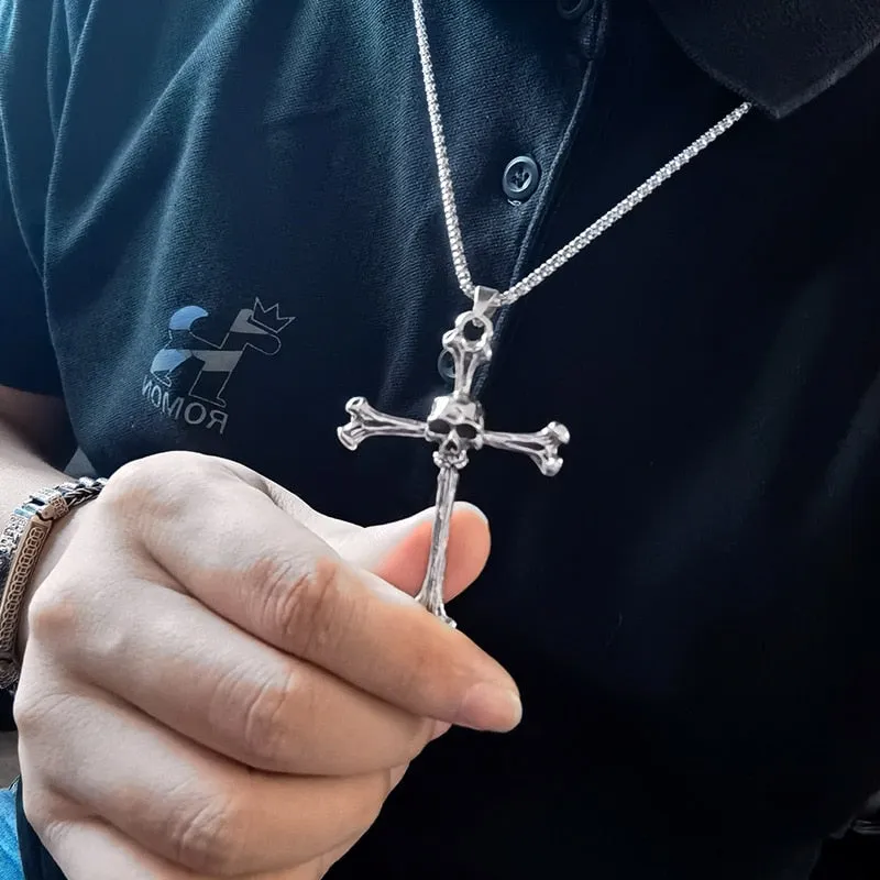 Skull On Cross Necklace