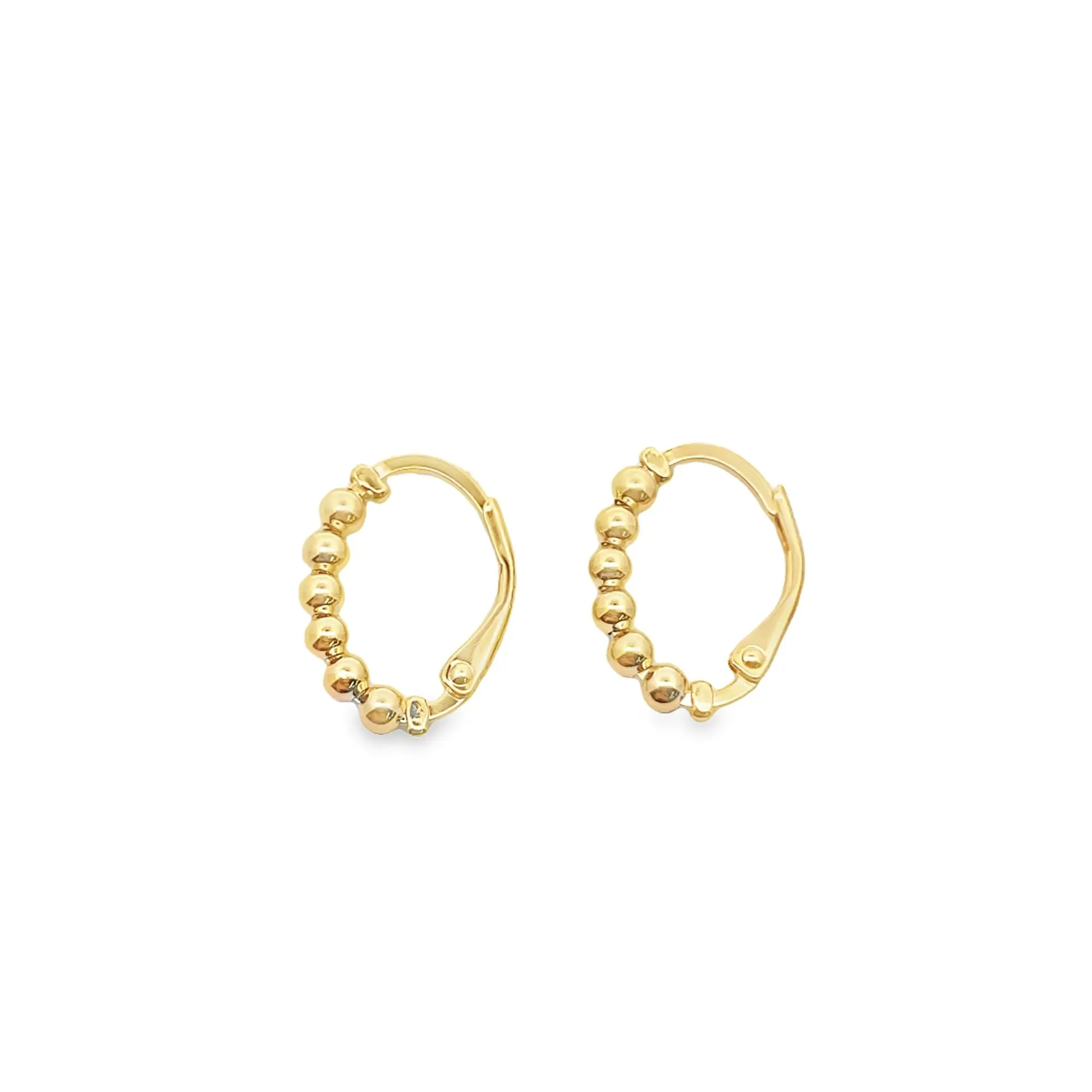 Small Bead/Pearl Latch Back Open Hoop Earrings (L547)