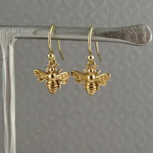 Small Gold Bee Earrings