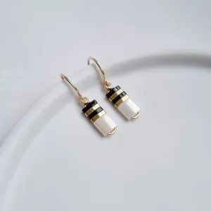 STAK Baby Earrings (Ivory & Black) / Japanese Beads | 14k Gold-filled