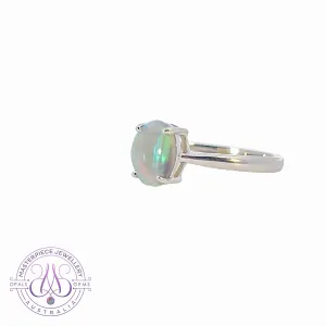 Sterling Silver 8.7x6.6mm Black Opal solitaire ring