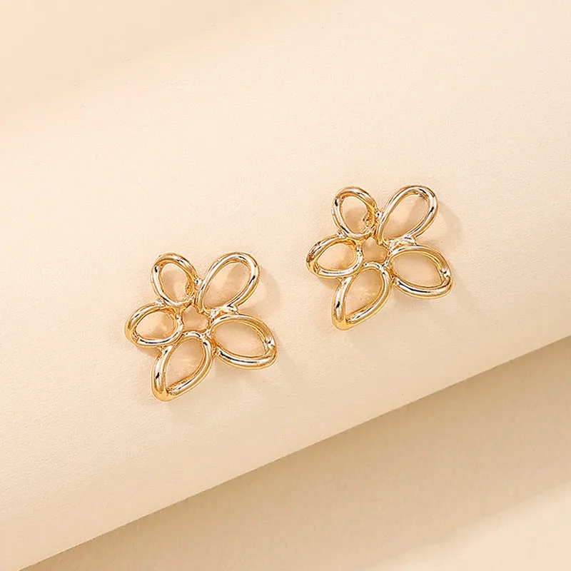 Summer Chic Hollow Flower Earrings with Korean Flair for Everyday Wear