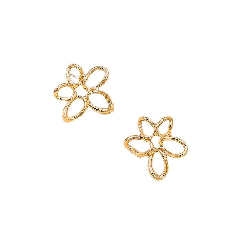 Summer Chic Hollow Flower Earrings with Korean Flair for Everyday Wear