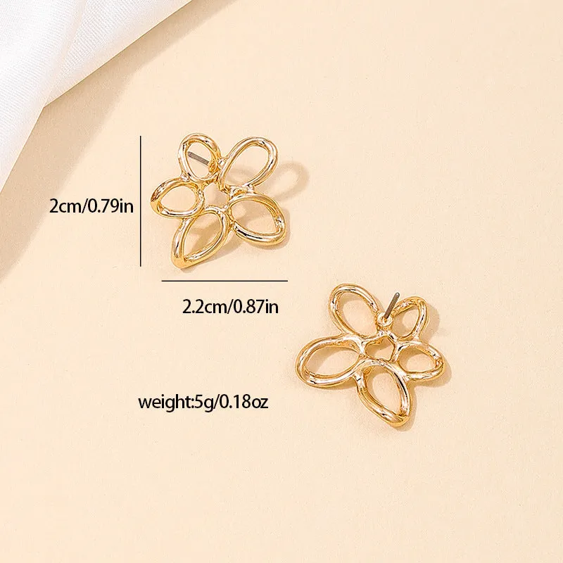 Summer Chic Hollow Flower Earrings with Korean Flair for Everyday Wear