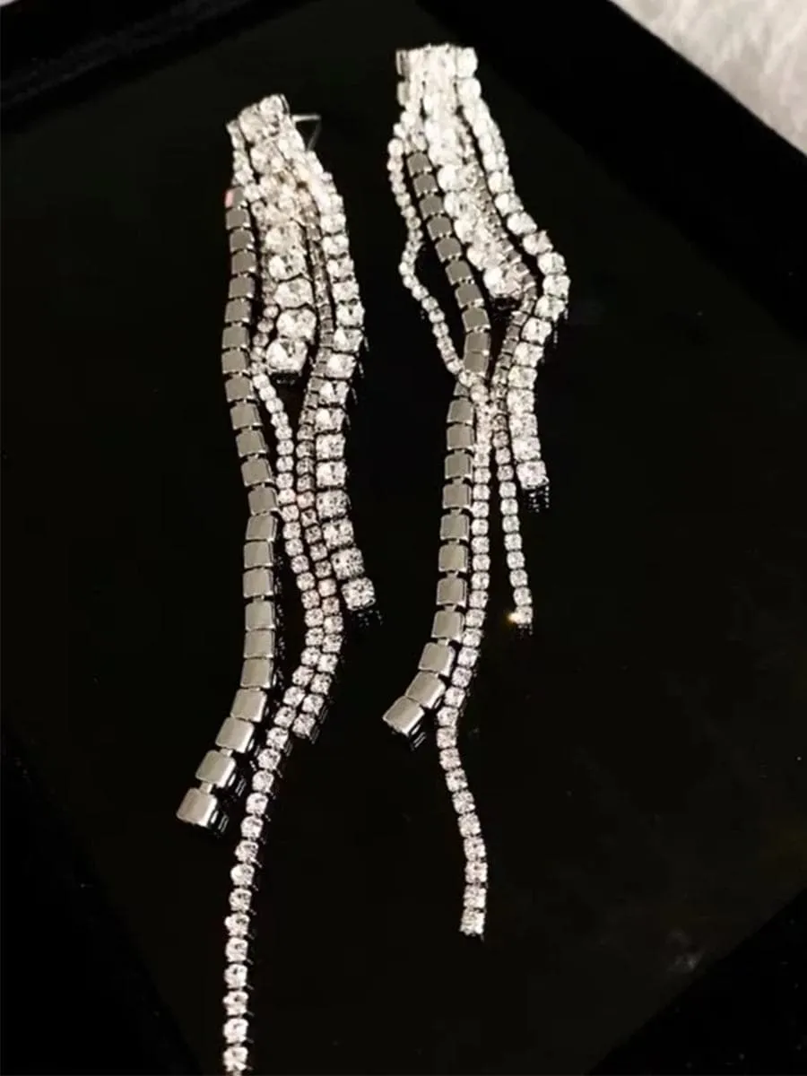 Super Shiny Stone Tassel Earrings MSE101025