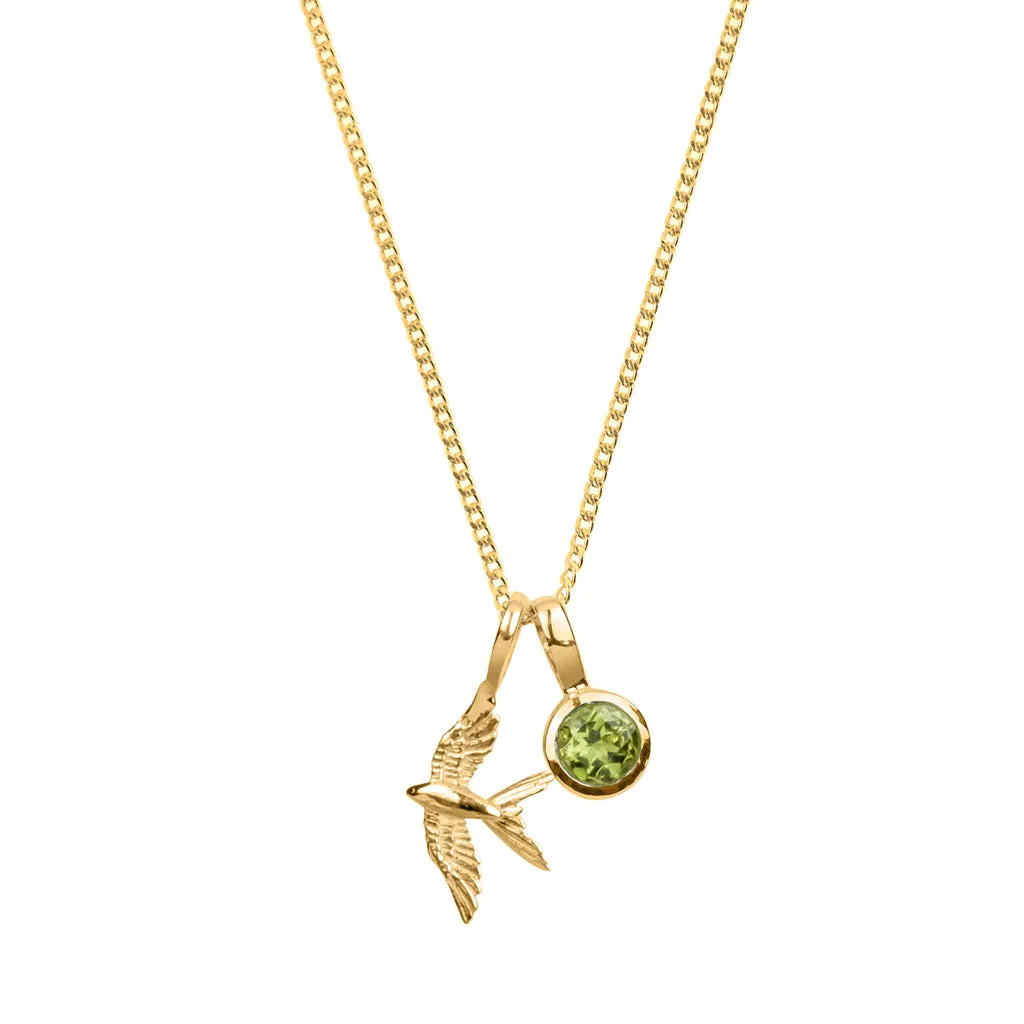 Swallow In Flight Pendant - Gold