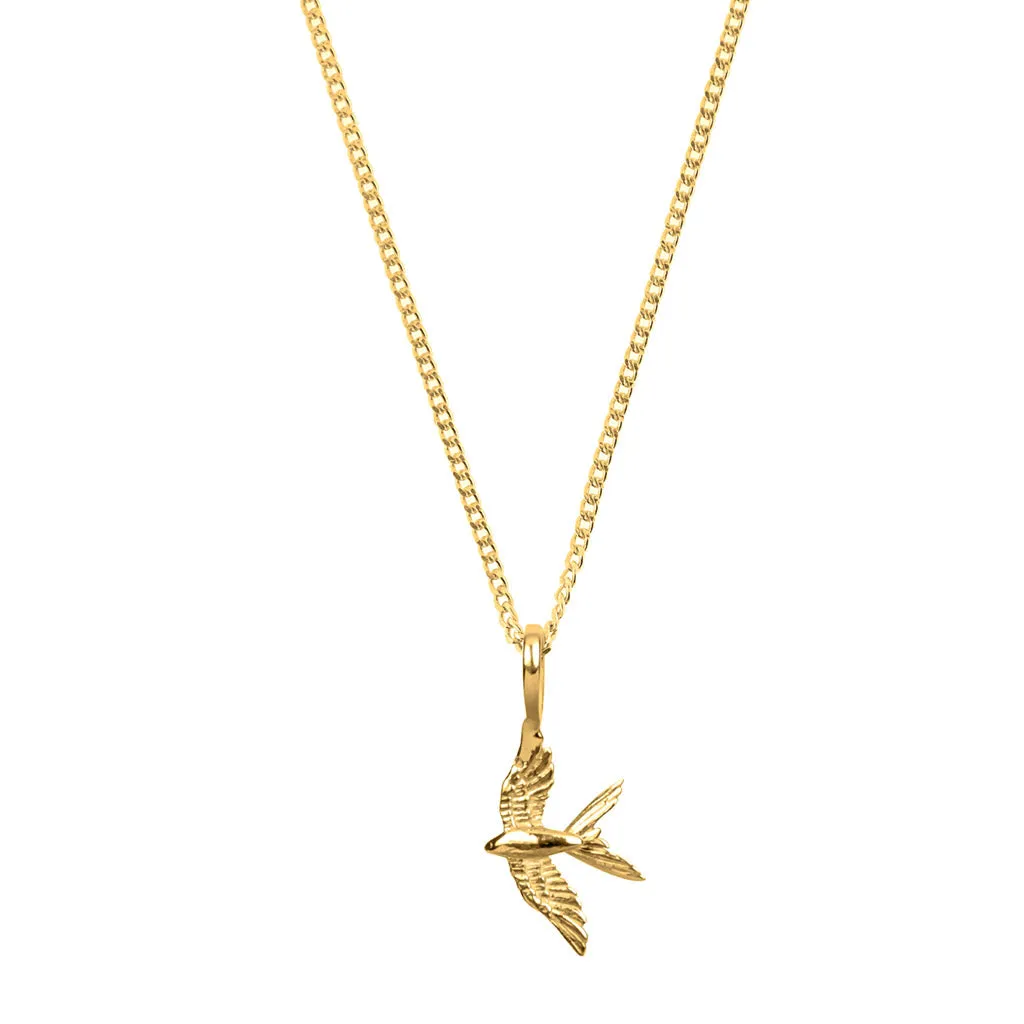 Swallow In Flight Pendant - Gold