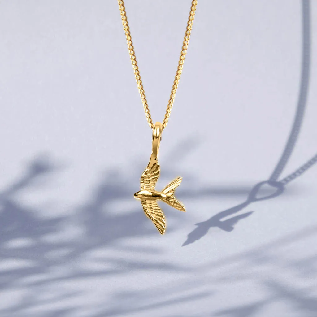 Swallow In Flight Pendant - Gold