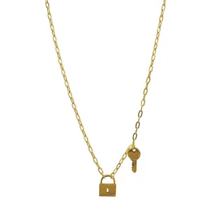 Tarnish Resistant 14k Gold Plated Lock and Key Chain