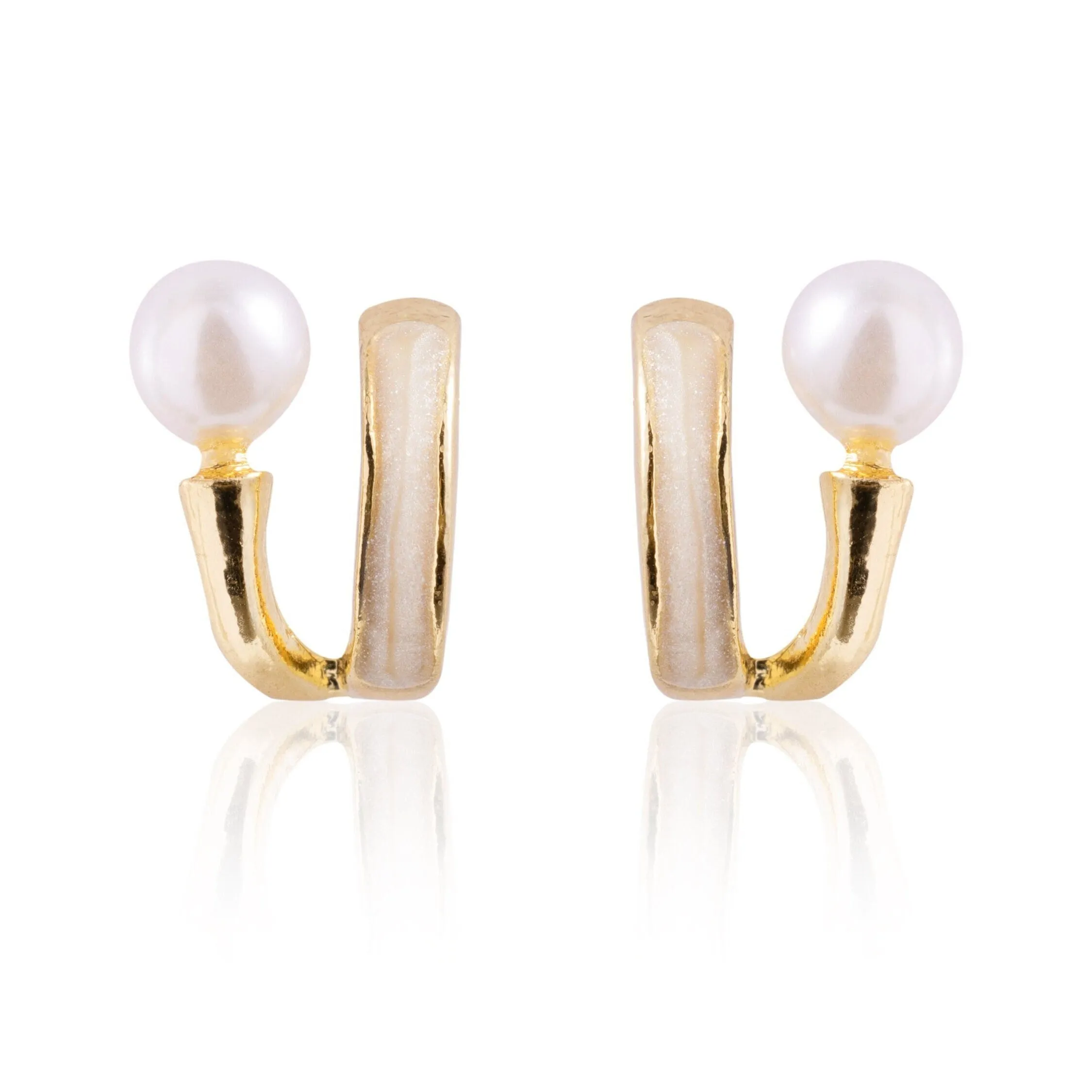 Tiny Enameled Studs with Pearl