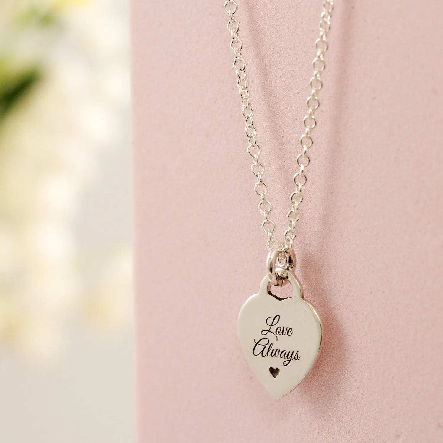 Tiny Heart Tag Personalised Silver Necklace