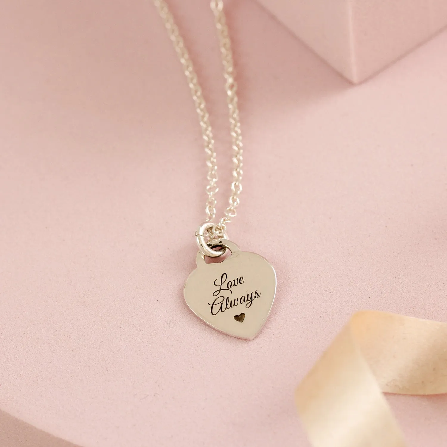 Tiny Heart Tag Personalised Silver Necklace