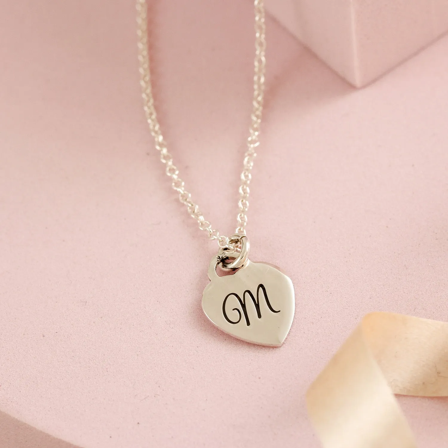 Tiny Heart Tag Personalised Silver Necklace