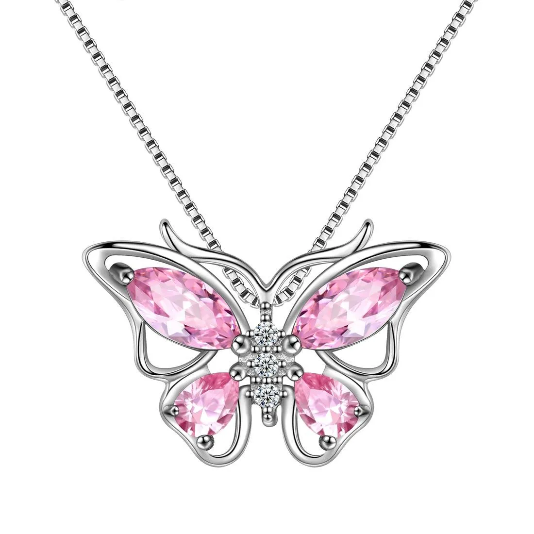 Tokyo Mart Butterfly Pendant Necklace Birthstone October Tourmaline Women Girls Jewelry Birthday Gift