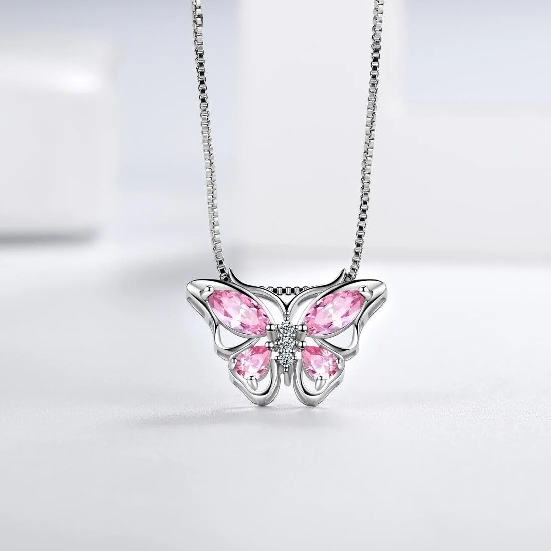 Tokyo Mart Butterfly Pendant Necklace Birthstone October Tourmaline Women Girls Jewelry Birthday Gift