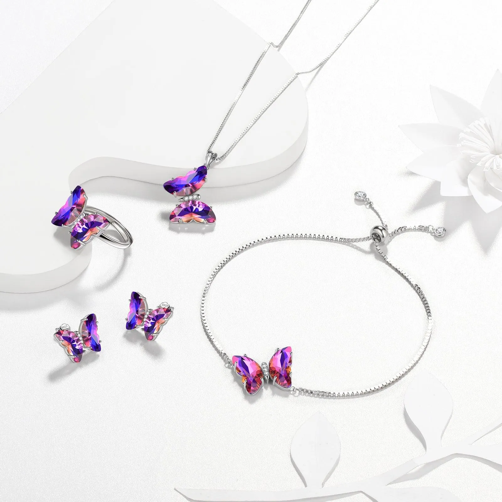 Tokyo Mart Purple Butterfly Necklace February Amethyst Birthstone Pendant Women Girls Jewelry Birthday Gift