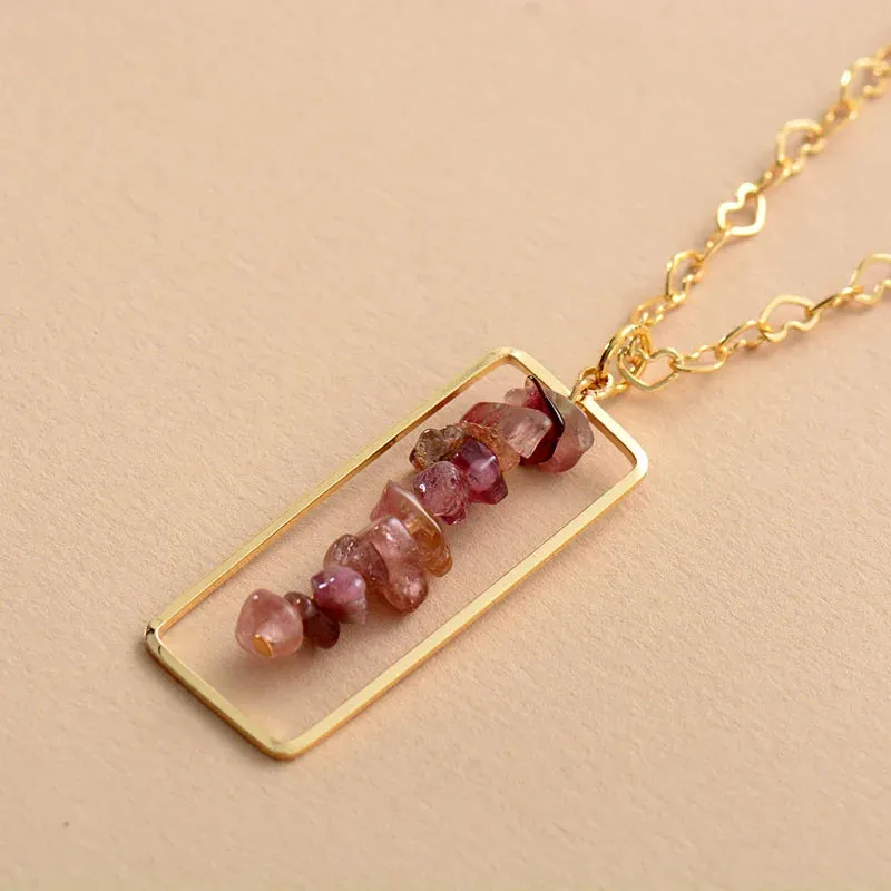 Tourmaline Rectangle Pendant Necklace