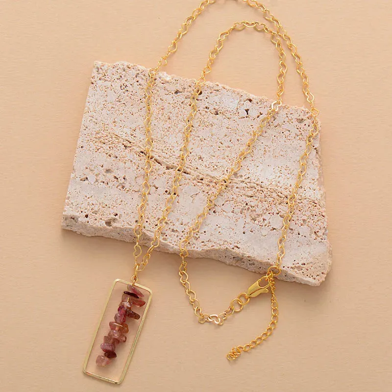 Tourmaline Rectangle Pendant Necklace