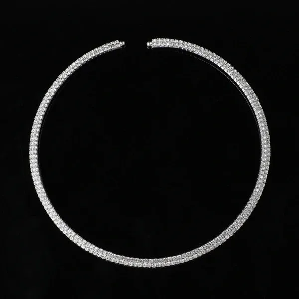 TREAZY Women Diamante Rhinestone Choker Necklace Silver Color Wedding Bridal Party Crystal Collar Choker Chain Necklace Jewelry