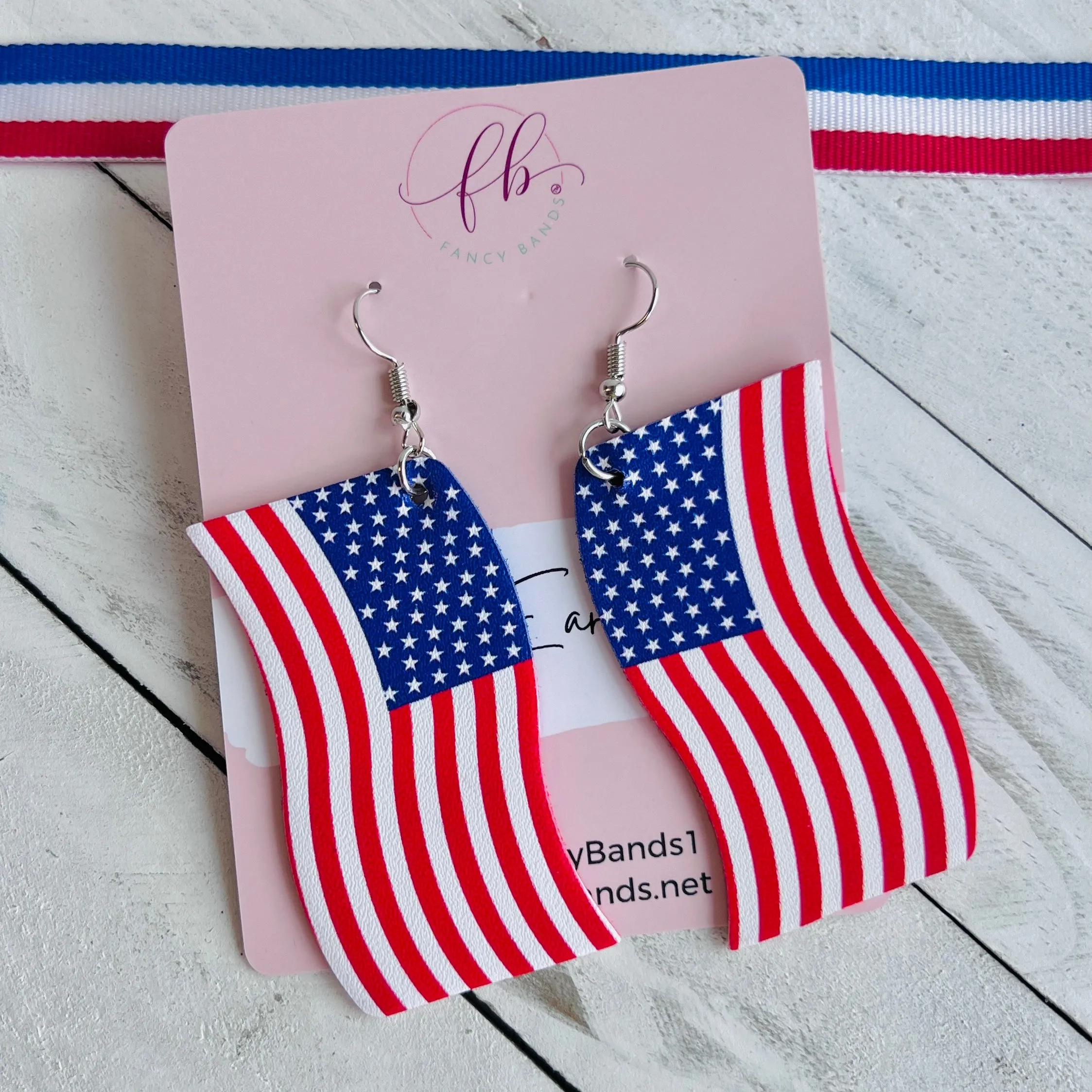 USA Flag Faux Leather Ear Bling