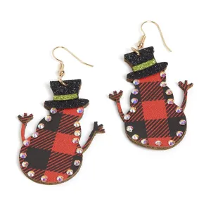 Vegan Leather Snowman Earrings - Final Sale