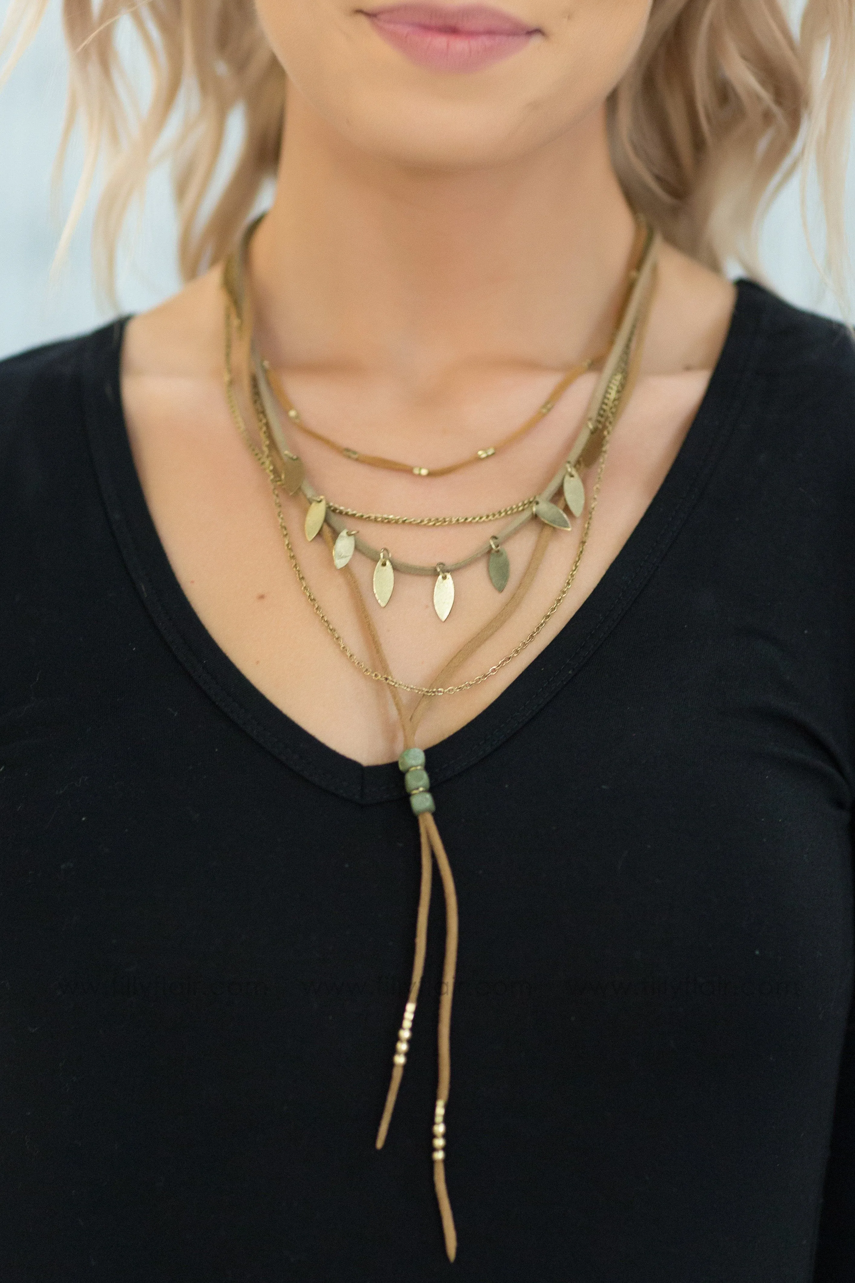 Why Can't I Suede Layered Necklace In Gold