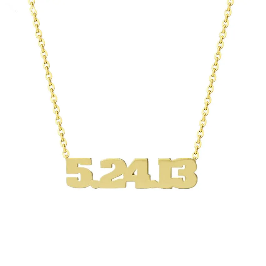 Women Men Custom Number Necklace Personalized Date