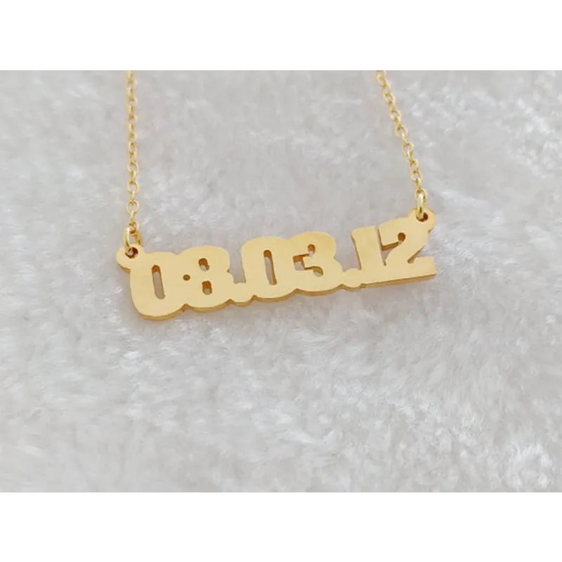 Women Men Custom Number Necklace Personalized Date